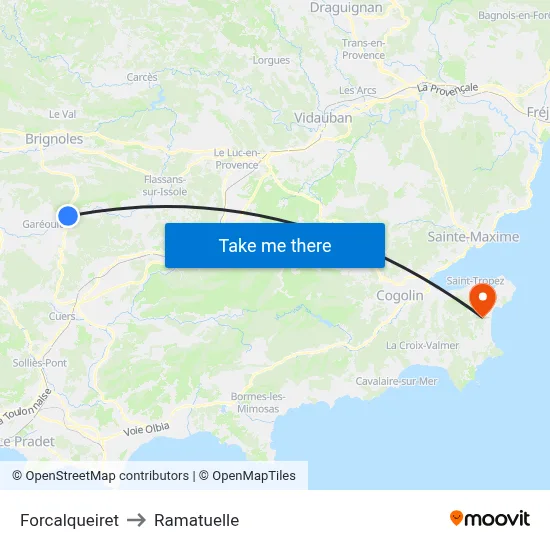 Forcalqueiret to Ramatuelle map