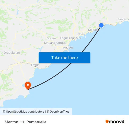 Menton to Ramatuelle map