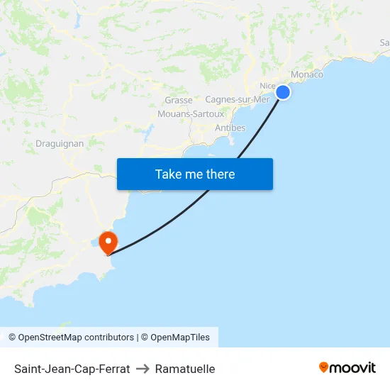 Saint-Jean-Cap-Ferrat to Ramatuelle map