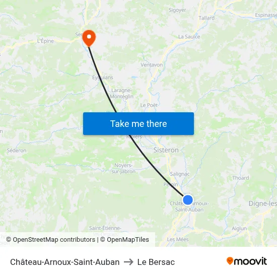 Château-Arnoux-Saint-Auban to Le Bersac map