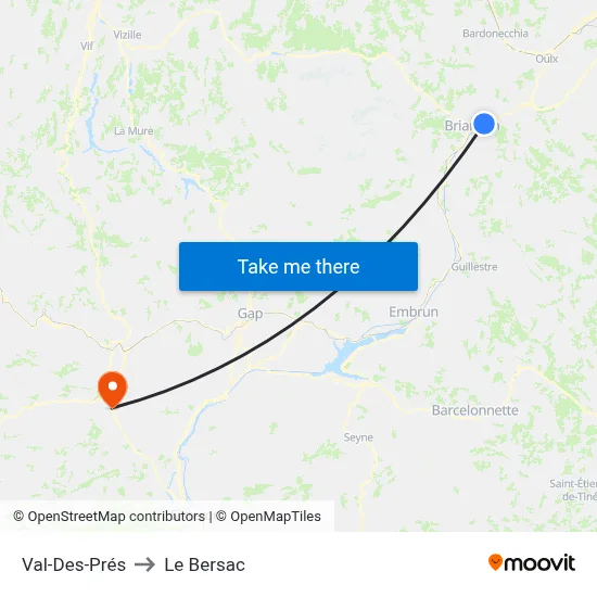Val-Des-Prés to Le Bersac map
