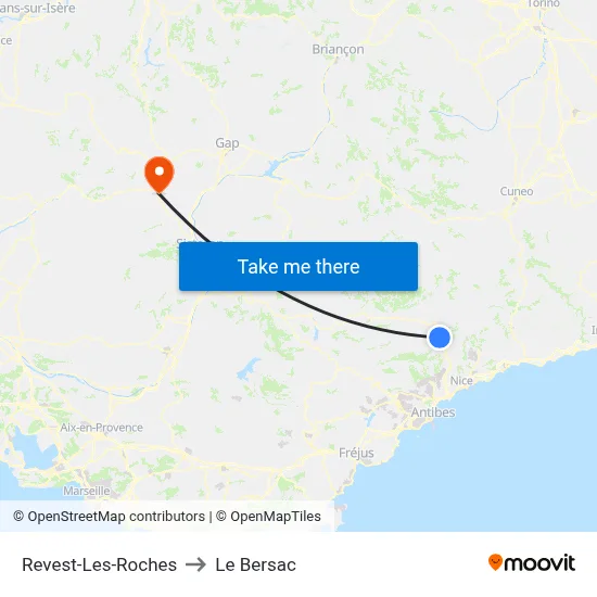 Revest-Les-Roches to Le Bersac map
