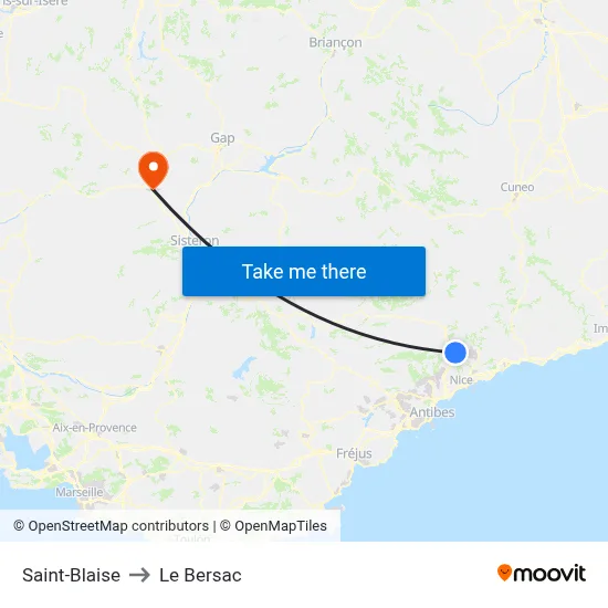 Saint-Blaise to Le Bersac map