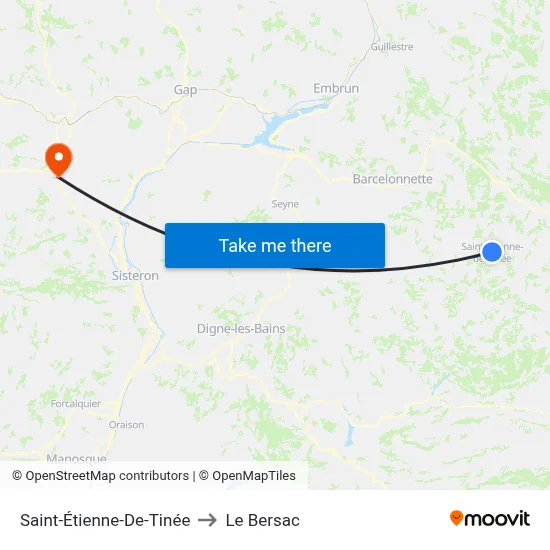 Saint-Étienne-De-Tinée to Le Bersac map