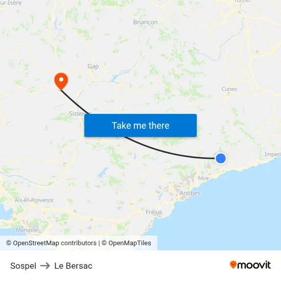 Sospel to Le Bersac map