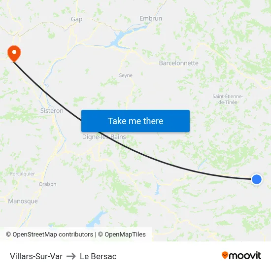 Villars-Sur-Var to Le Bersac map
