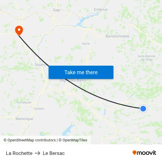 La Rochette to Le Bersac map