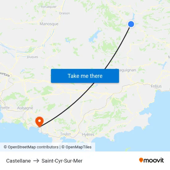 Castellane to Saint-Cyr-Sur-Mer map