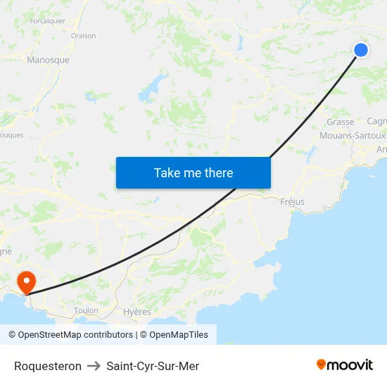 Roquesteron to Saint-Cyr-Sur-Mer map