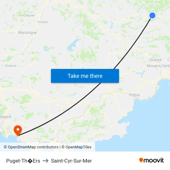 Puget-Th�Ers to Saint-Cyr-Sur-Mer map