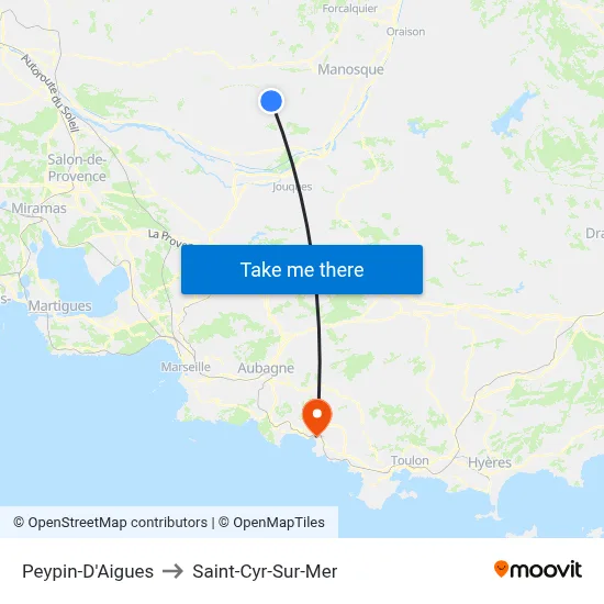 Peypin-D'Aigues to Saint-Cyr-Sur-Mer map