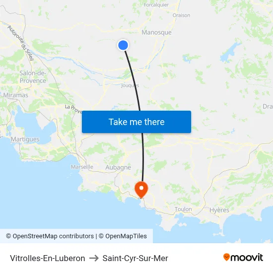 Vitrolles-En-Luberon to Saint-Cyr-Sur-Mer map