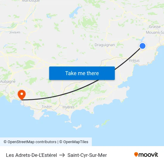 Les Adrets-De-L'Estérel to Saint-Cyr-Sur-Mer map
