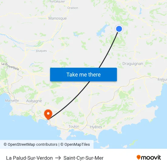 La Palud-Sur-Verdon to Saint-Cyr-Sur-Mer map