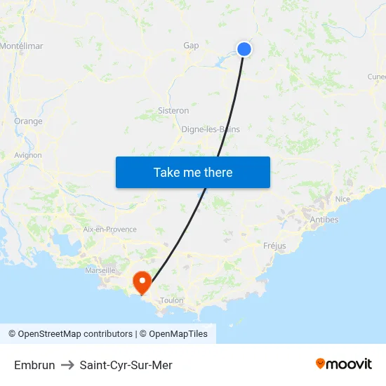 Embrun to Saint-Cyr-Sur-Mer map