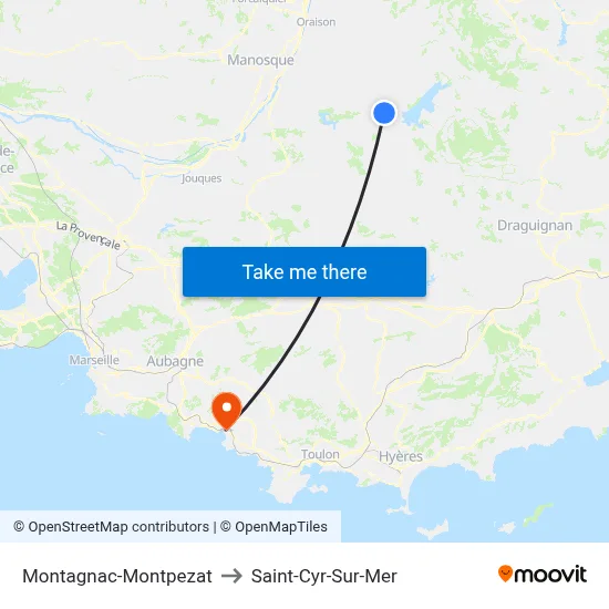 Montagnac-Montpezat to Saint-Cyr-Sur-Mer map