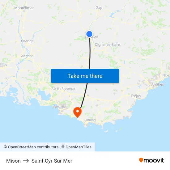 Mison to Saint-Cyr-Sur-Mer map