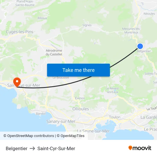 Belgentier to Saint-Cyr-Sur-Mer map