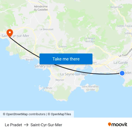 Le Pradet to Saint-Cyr-Sur-Mer map