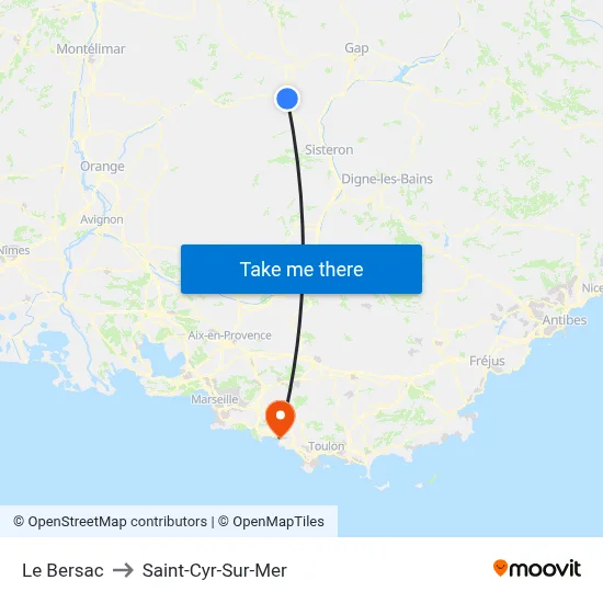 Le Bersac to Saint-Cyr-Sur-Mer map