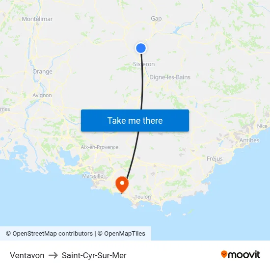 Ventavon to Saint-Cyr-Sur-Mer map