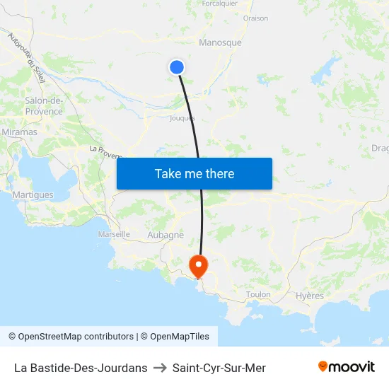 La Bastide-Des-Jourdans to Saint-Cyr-Sur-Mer map