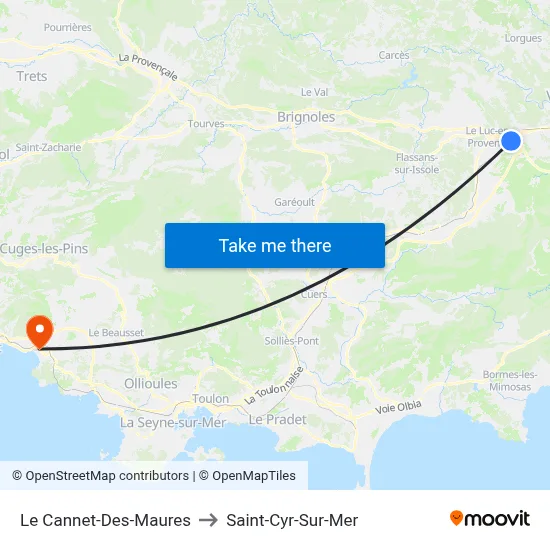 Le Cannet-Des-Maures to Saint-Cyr-Sur-Mer map