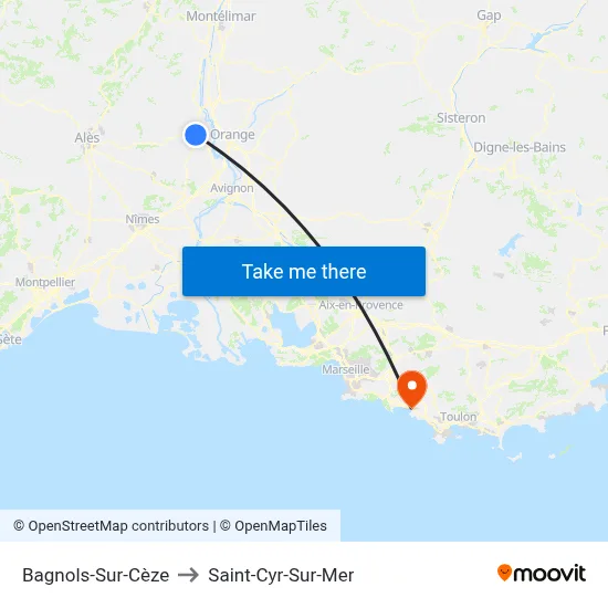 Bagnols-Sur-Cèze to Saint-Cyr-Sur-Mer map