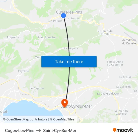 Cuges-Les-Pins to Saint-Cyr-Sur-Mer map