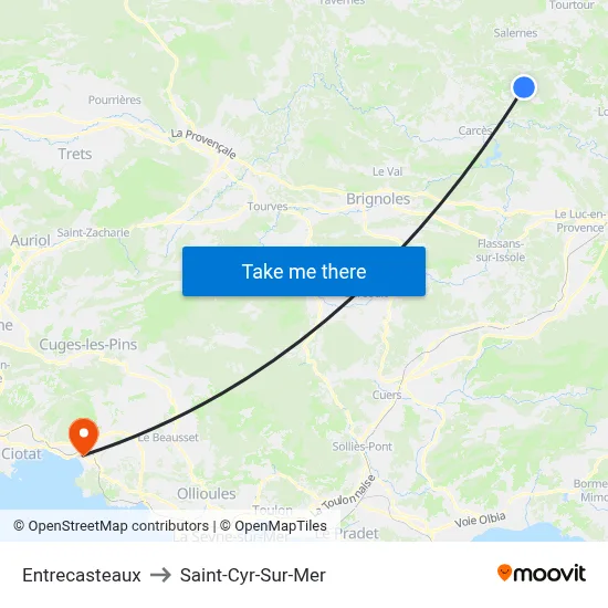 Entrecasteaux to Saint-Cyr-Sur-Mer map