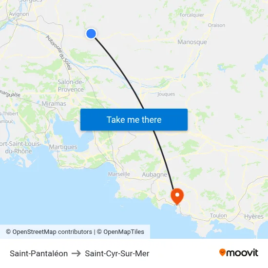 Saint-Pantaléon to Saint-Cyr-Sur-Mer map