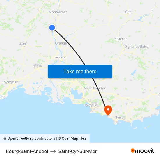 Bourg-Saint-Andéol to Saint-Cyr-Sur-Mer map