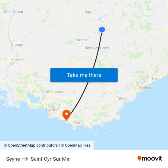 Seyne to Saint-Cyr-Sur-Mer map