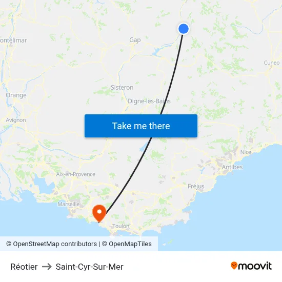 Réotier to Saint-Cyr-Sur-Mer map