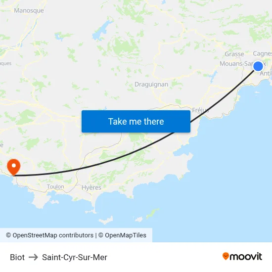 Biot to Saint-Cyr-Sur-Mer map