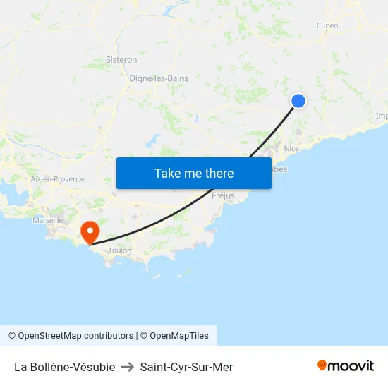 La Bollène-Vésubie to Saint-Cyr-Sur-Mer map