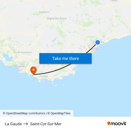 La Gaude to Saint-Cyr-Sur-Mer map