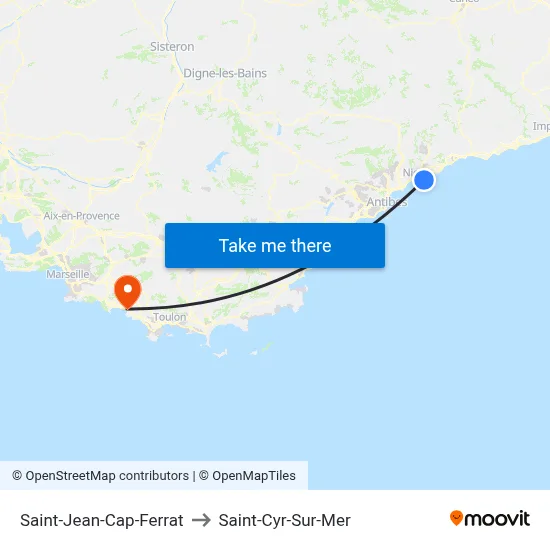 Saint-Jean-Cap-Ferrat to Saint-Cyr-Sur-Mer map