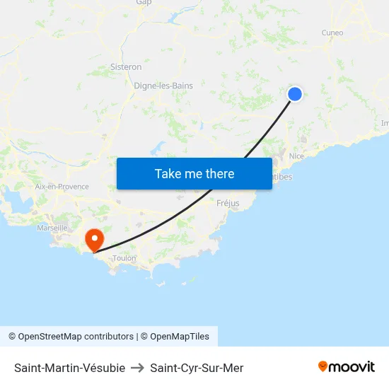Saint-Martin-Vésubie to Saint-Cyr-Sur-Mer map