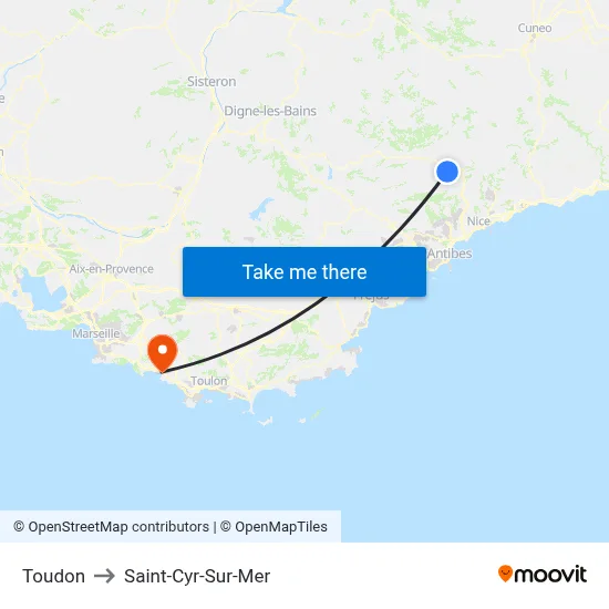 Toudon to Saint-Cyr-Sur-Mer map