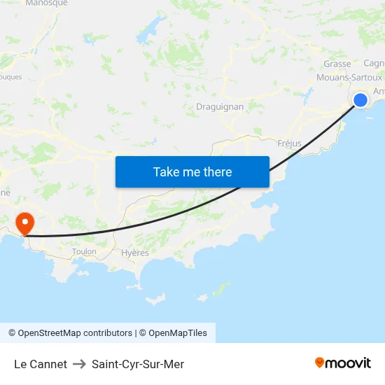 Le Cannet to Saint-Cyr-Sur-Mer map