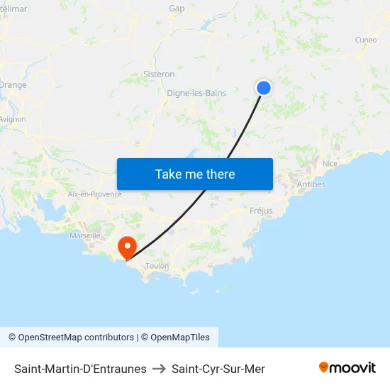 Saint-Martin-D'Entraunes to Saint-Cyr-Sur-Mer map