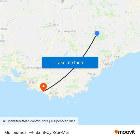 Guillaumes to Saint-Cyr-Sur-Mer map