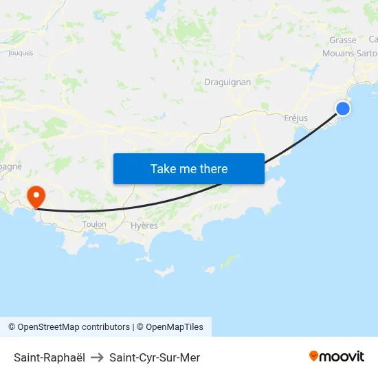 Saint-Raphaël to Saint-Cyr-Sur-Mer map
