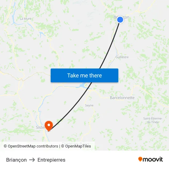 Briançon to Entrepierres map