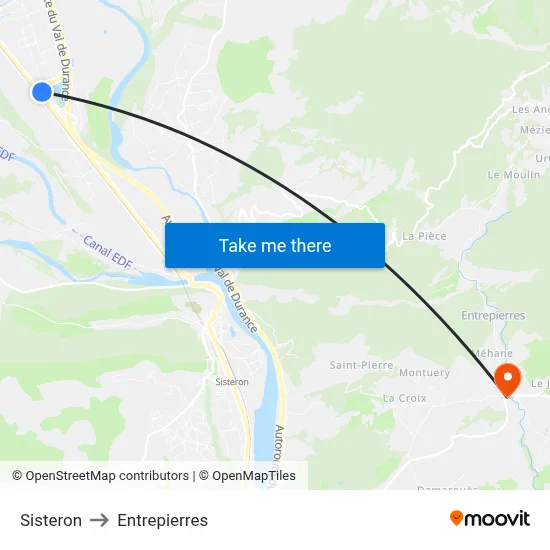 Sisteron to Entrepierres map