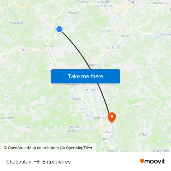 Chabestan to Entrepierres map