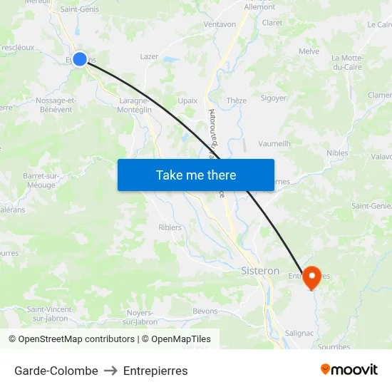 Garde-Colombe to Entrepierres map