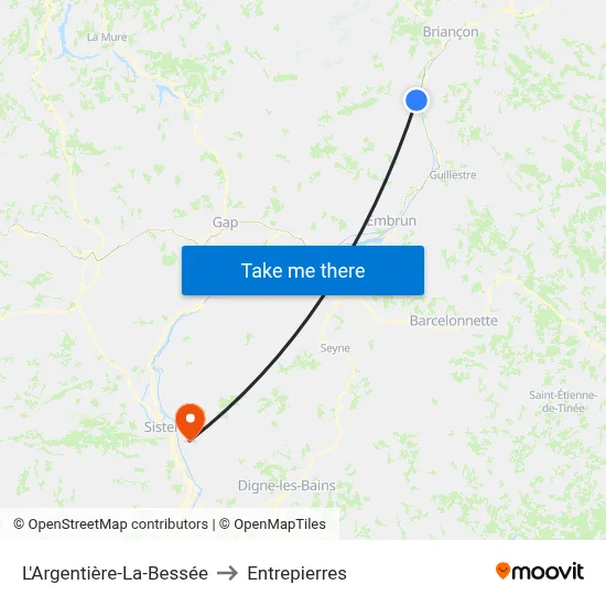 L'Argentière-La-Bessée to Entrepierres map
