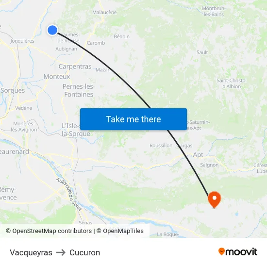 Vacqueyras to Cucuron map